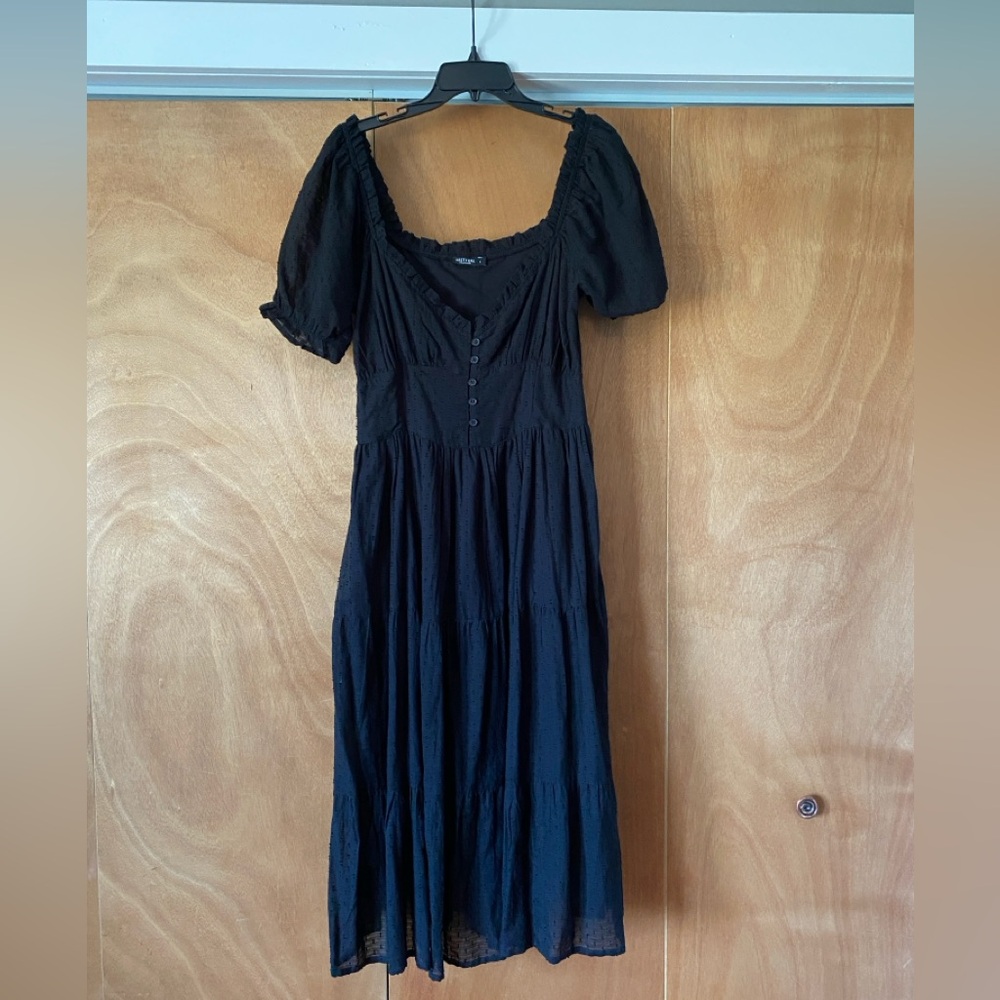 Nasty Gal Black Button-Front Midi Dress